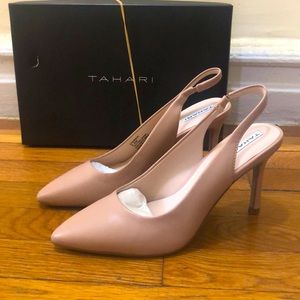 Nude Tahari sling back heels
